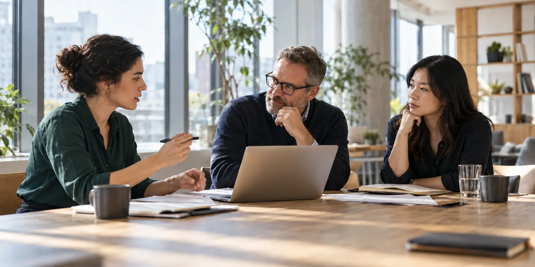 Finance professionals reviewing a project together