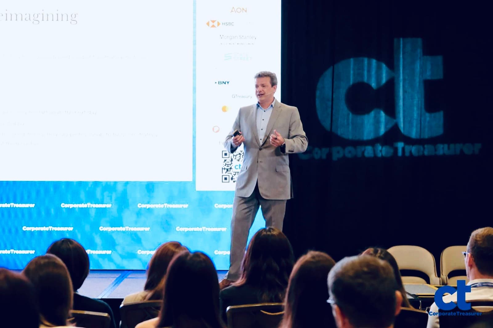 Glenn Hopper speaking to treasury leaders at CTWeek Singapore in October 2025.